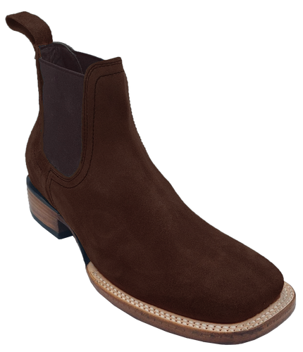 Silverton Kingston Suede All Leather Wide Square Toe Short Boots (Brown)