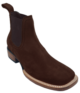 Silverton Kingston Suede All Leather Wide Square Toe Short Boots (Brown)