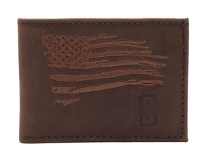 Silverton All Leather Patriot Bi-Fold Wallet (Brown)