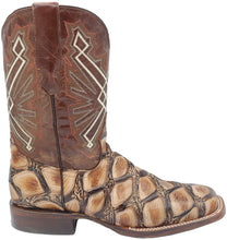 Load image into Gallery viewer, Silverton Pirarucu Print Leather Wide Square Toe Boots (Beige)