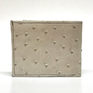 Admirable Ostrich Print Leather Bi-Fold Wallet (Hueso)