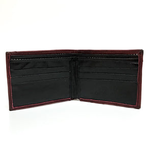 Admirable Ostrich Print Leather Bi-Fold Wallet (Wine)