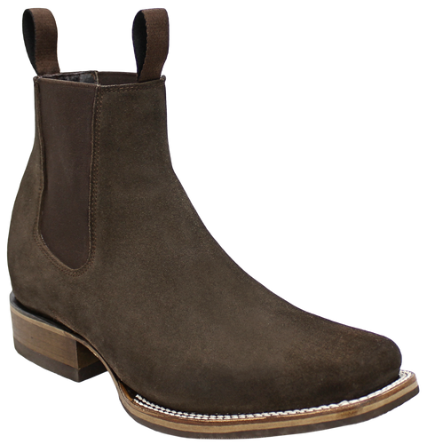 Silverton Suede Genuine Leather Square Toe Short Boot (Chocolate)