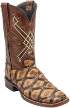 Load image into Gallery viewer, Silverton Pirarucu Print Leather Wide Square Toe Boots (Beige)