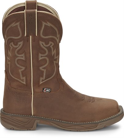 Justin Rush Stampede Leather Square Toe Work Boots WK4331 (Rustic