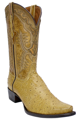 Admirable® Ostrich Print Leather Snip-Toe Boots (Beige)