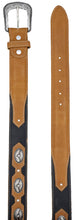 Load image into Gallery viewer, Silverton Concho Longhorn All Leather Belt (Honey/Black)