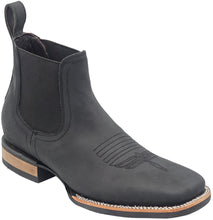 Load image into Gallery viewer, Silverton Kingston Horse All Leather Wide Square Toe Short Boots (Black)