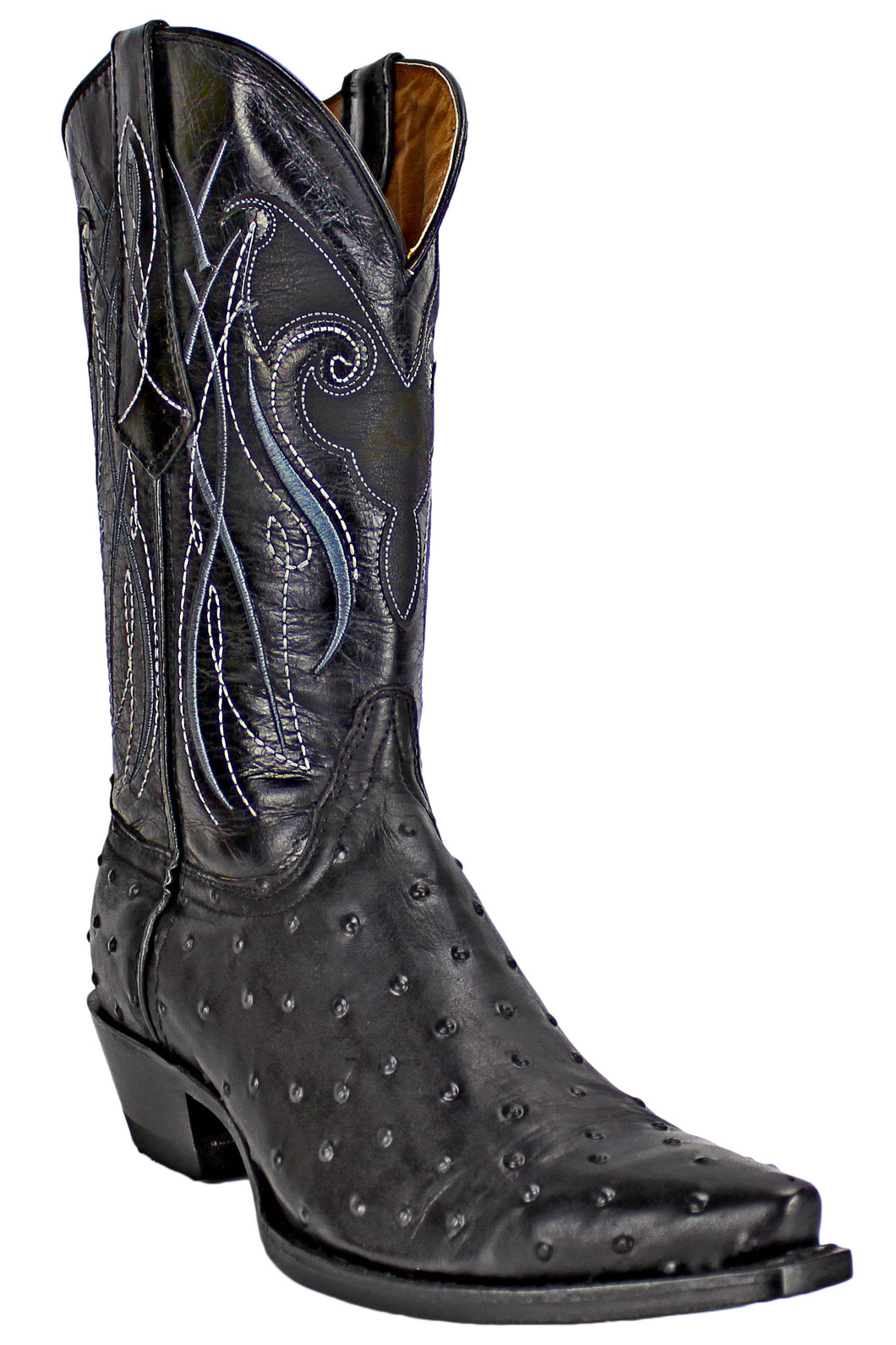 Admirable® Ostrich Print Leather Snip-Toe Boots (Black)