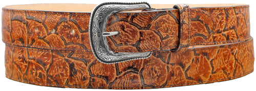 Silverton Pirarucu Fish Print Leather Belt (Honey)