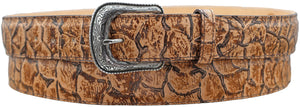 Silverton Pirarucu Fish Print Leather Belt (Tan)